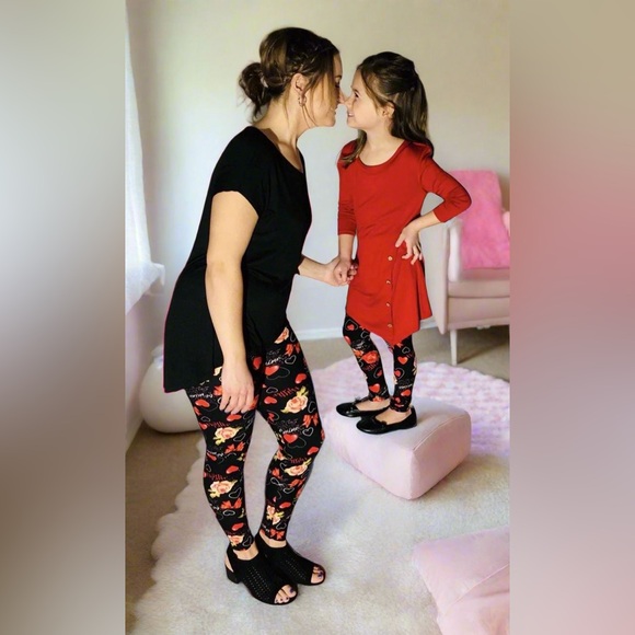 ❤️OS NEW Womens Valentines Day Heart Be Mine Love Leggings, Soft Yoga Pants - Picture 10 of 14